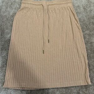 cupcakes & cashmere Tan Ribbed Midi Skirt